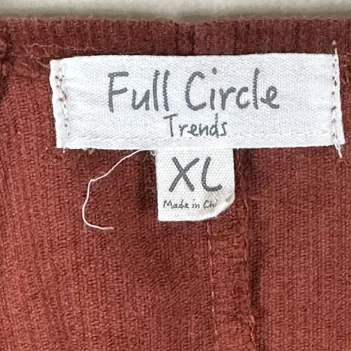 Full Circle Trends Pinafore Dress Womens XL Rust Brown Cotton Cottagecore Farm
