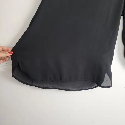 Apology London Black Top Blouse Back Gold Zip High