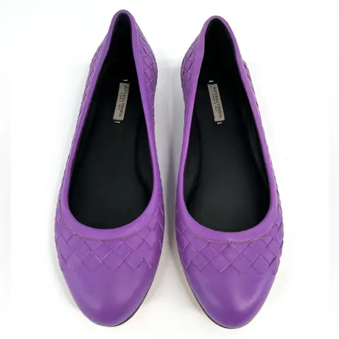 Bottega Veneta Intrecciato Woven Purple Leather Ballet Ballerina Flats EU 35