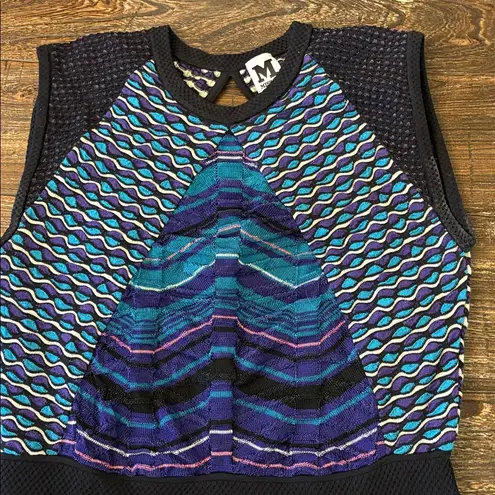 Missoni M Multicolor Paneled Knit Sleeveless Mini Dress Size 48 US XXL