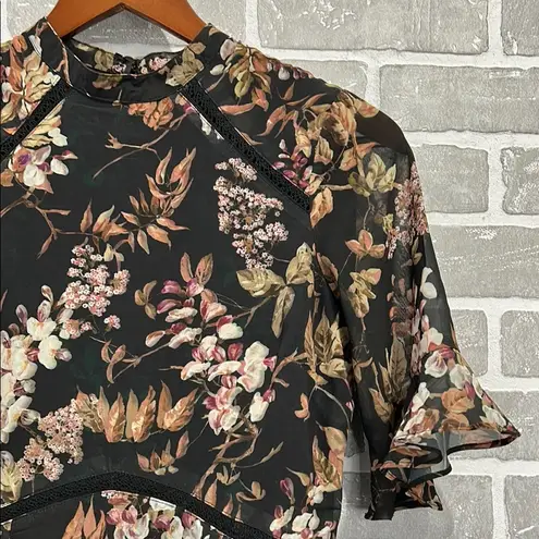 ASOS Hope & Ivy Full Length Floral Black Elegant Dress with peplum waist Size 10