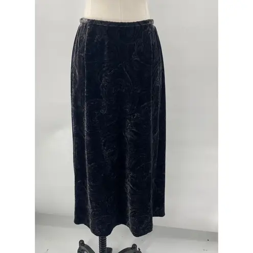Vintage 90s Talbots Velvet Skirt Burnout Paisley Pattern Silk Blend Black 8 P Size 8P