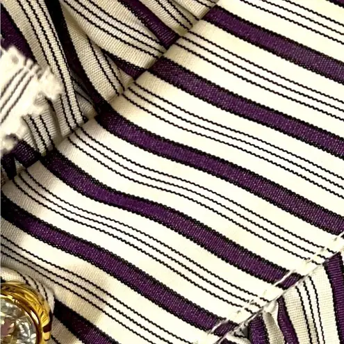 Petersyn Elizabeth Puffed Sleeve Blouse Empire Striped Boxy Poplin XS NWT Purple