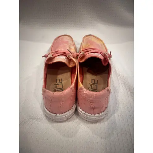 Hey Dude Wendy Tie Dye Lemon Ombre Pink Yellow Shoes Women’s Size 10