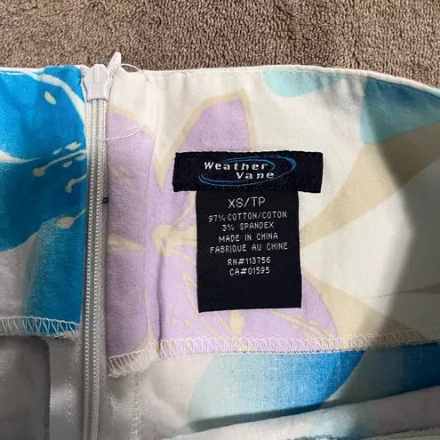 WEATHER VANE Tropical Floral Ribbon Linen Skirt Ice Fairy Vintage Sz XS EUC White