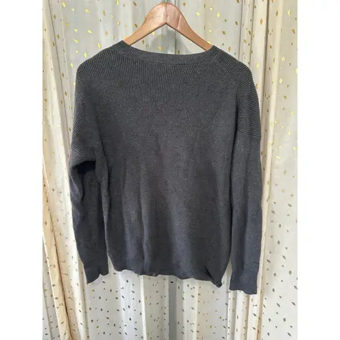 Athleta  Gray Rest Day Asymmetrical Side Tie Knit Pullover Crewneck Sweater M