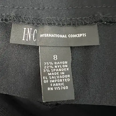 INC Black Womens Pants 8 Cropped Ruffle Hem Stretch Pull On Dressy Party Event