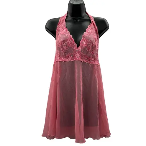 Victoria's Secret Y2K Vintage Pink Floral Embroidery Lingerie Slip Dress Sz L