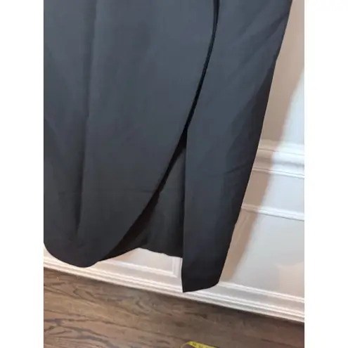 Kay Unger Black Midi Dress Split Sleeve Slit On Leg Sz 4 NEW