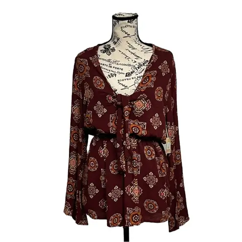 Taylor & Sage Paisley Romper Tie Front Boho Hippie Festival Medallion S