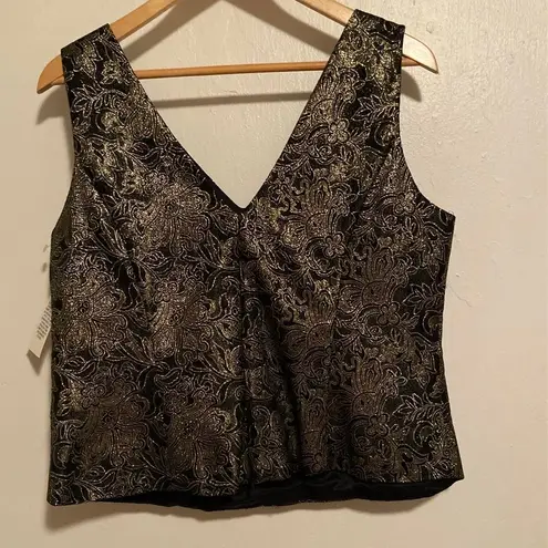 J.R. Nites by Caliendo Gold Metallic Formal Top Black Size 12