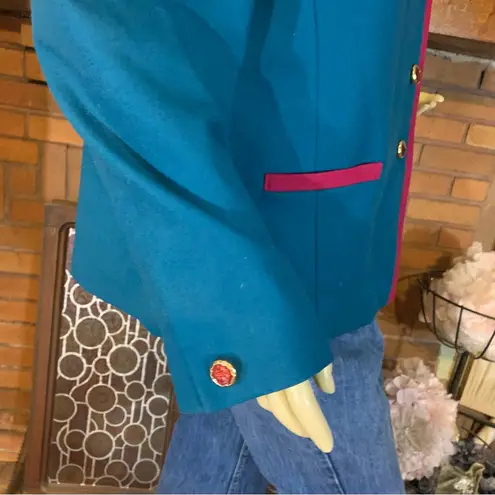 Pendleton TEAL BLUE AND PINK VINTAGE 1980'S WOOL BLAZER (16)