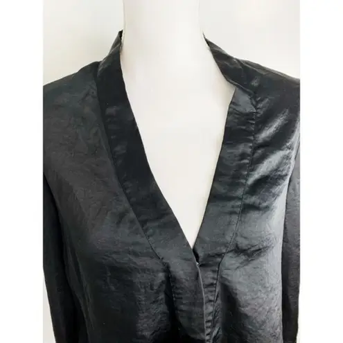 Finders Keepers • Black Satin V Neck Blouse