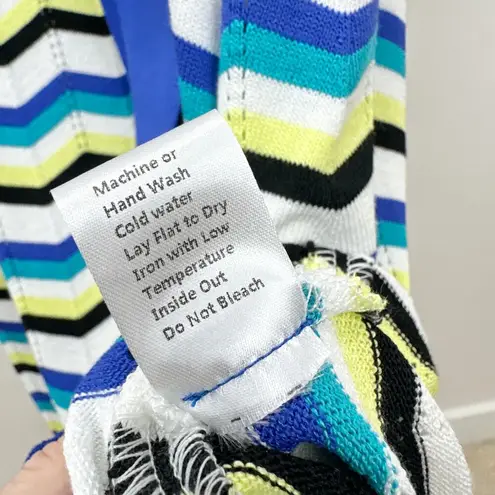 Ming Wang Modern Fit One Shoulder Column Maxi Dress Chevron Soft Knit Large NWT