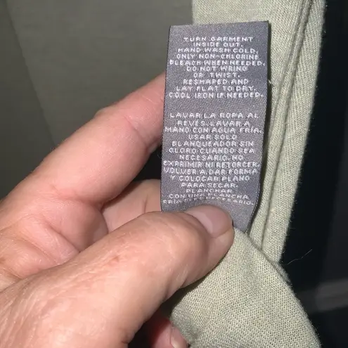 Sharagano Sage Green Linen Blend Short Tie Sleeves V Neck Blouse XL