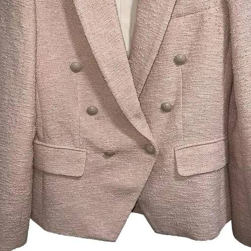 L'Agence L’AGENCE Kenzie Double Breasted Blazer Jacket Petal Blush Pink Boucle