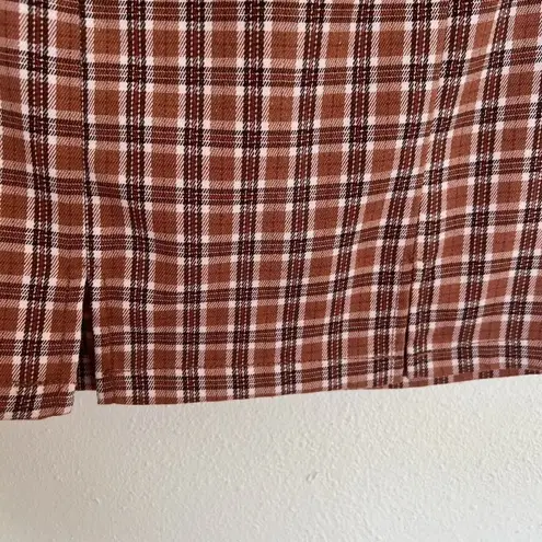 Aeropostale  Plaid Mini Skirt SMALL Preppy split Pencil Flannel Brown