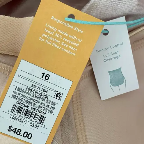 Kona Sol NEW Pink Strapless One Piece Swim Suit 16 Tummy Control Full Coverage