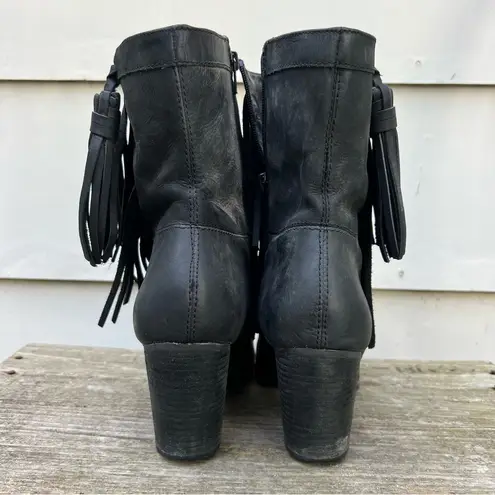 Ralph Lauren Denim&Supply Mina black Leather Fringe Tassel boots 11B Size 11