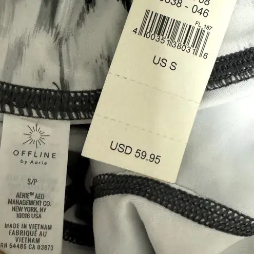 OFFLINE AERIE Real Me High Rise Crossover 7/8 Leggings Silver Shadow NWT Small Black