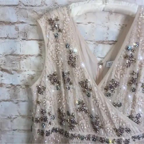 Mac Duggal Embellished Wrap Over Cap Sleeve A-Line Gown in Blush Size 22 NWT