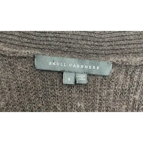 Skull Cashmere Sweater S Brown Ribbed Twist Belted Long Cardigan Cashmere Wool