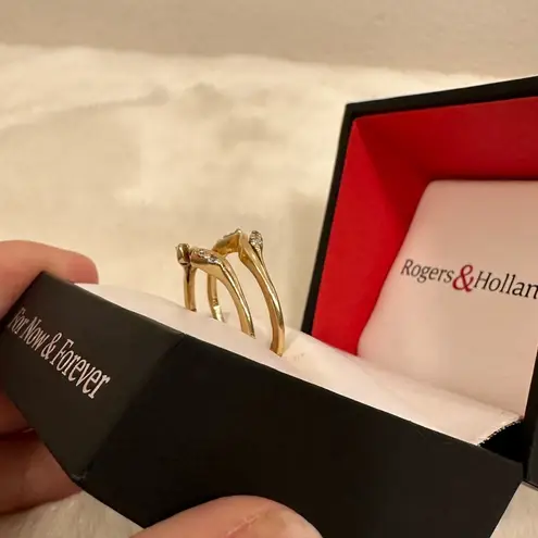 Diamond wedding ring wrap guard! 14K gold vintage style double band!