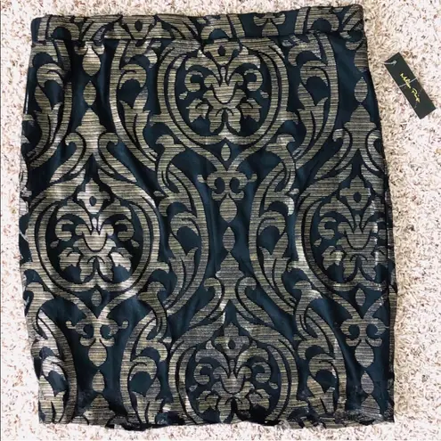 Melissa Paige Skirt Lace-Over Mini Black Gold Size L New with Tag