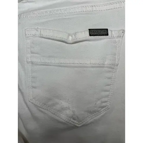 Dear John  Womens Jeans Size 27 White Denim Distressed Skinny Jeans.