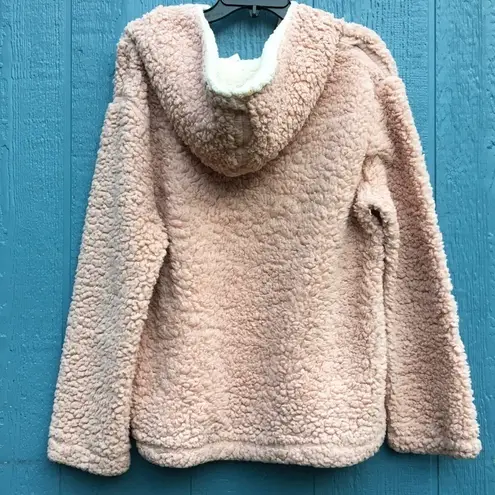 Forgotten Grace NWT Blush Pink Quarter Zip Sherpa Teddy Hoodie Size Medium