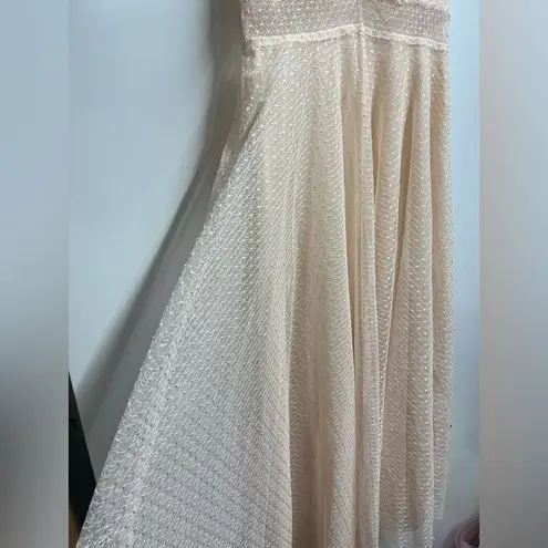 Sandro Cassy Mesh Lace A-Line Midi Dress V-Neck Womens Size 38 nwt