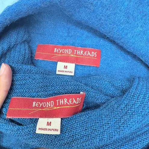 Beyond Threads Women's Teal Blue Alpaca Wool Top And Open Front Vest Boho Set M Size M - Image 3