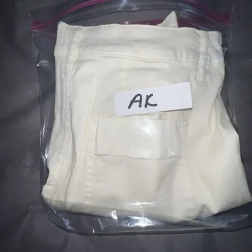 PLY THE WATERS GUIDEBOAT CO. WOMEN LIGHT YELLOW PANTS ANKLE ZIPPER MOTO SIZE 26