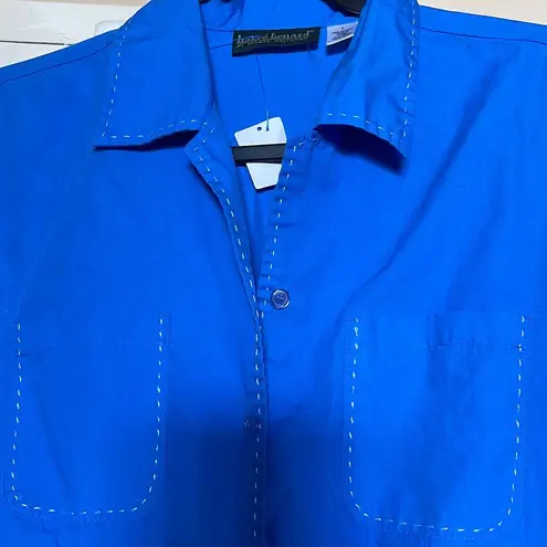 Harvé Benard NWOT Harve Benard Royal Blue w White Stitching Button Down Blouse L