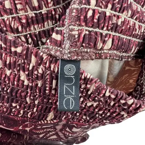 Onzie Palazzo Pant Bordeaux Geometric Print Size Small / Medium