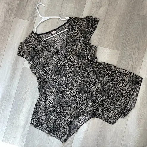 Vintage Babydoll Top Black (size 3x) y2k leopard animal print asymmetrical party