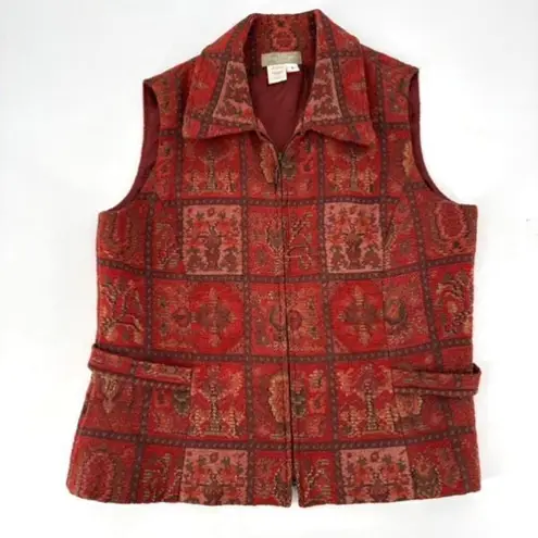 The Territory Ahead Women's Patterned Tapestry Zip-Up Vest Red Size 6 Western - Image 2