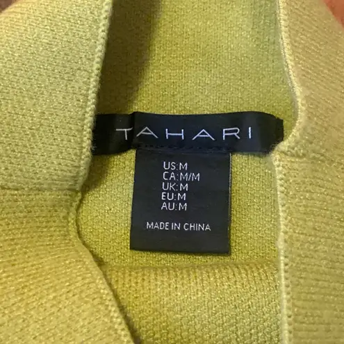 Tahari NWT Knit Sweater Medium Celery Green Rhinestone Wrist Buttons