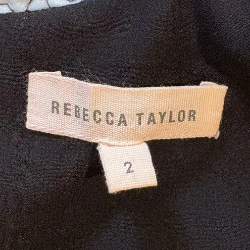 Rebecca Taylor Black Eyelet Lace Sleeveless Crop Top Womens Sz 2🧡