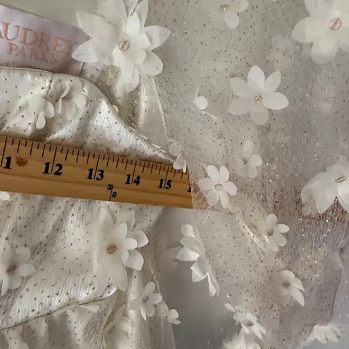 Audrey Parks Francesca’s Puff Sleeve Floral Mini Dress M Babydoll Cottagecore White Size M