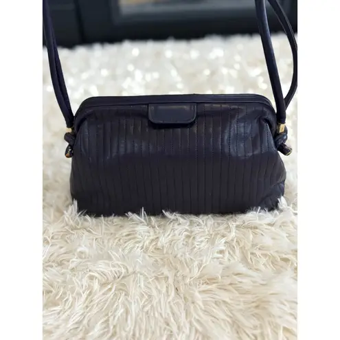 Vintage Meyers Quilted Shoulder Bag Eggplant Color Gold Accent Purse USA Made Purple