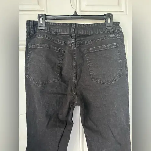 Rachel Roy Black Stretch Denim Studded High Waist Crop Flare Jeans Women's Sz 32