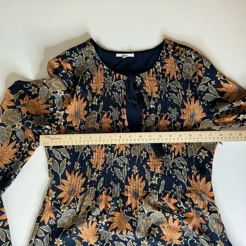 Tularosa  Women Audrey Floral Mini Bell Long Sleeve Dress Navy Orange Sz S | Boho