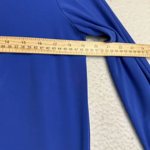 Clara Sun Woo Top Womens Medium Blue 3/4 Sleeve Split Hem Stretch Tunic USA