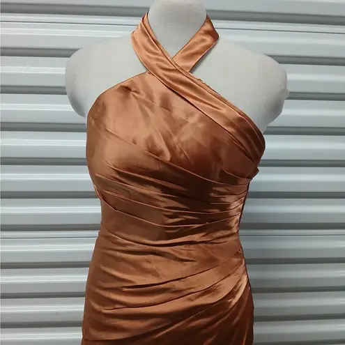 Y2K Retro Womens Satin Halter Dress 4 Formal Occasion Evening Gown Wedding Prom