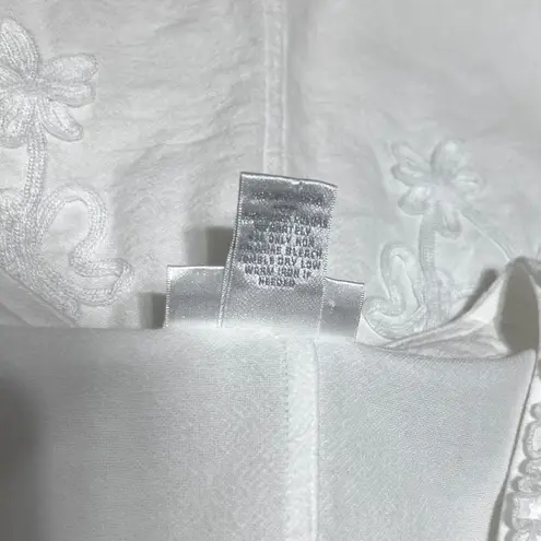 Soft Surroundings Cardigan Top MP Floral Embroidered Button Tie Front Cottage