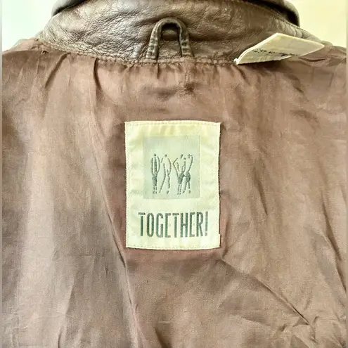 Spiegel Vintage Together Genuine Leather Short Trench Coat Brown Size Medium