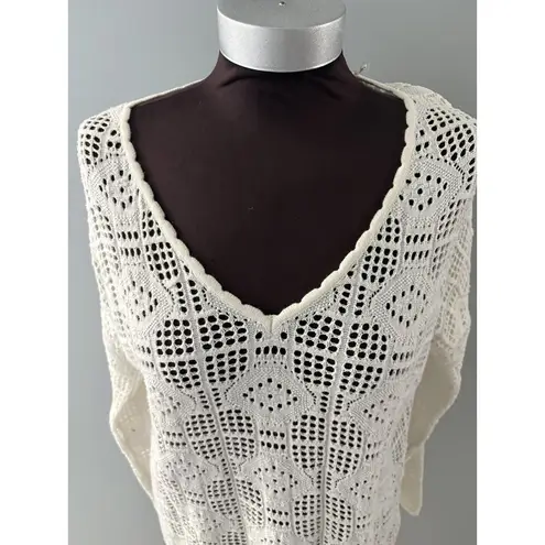 Soft Surroundings Top Womens XS Oversize Crochet Boho Coverup Coastal *