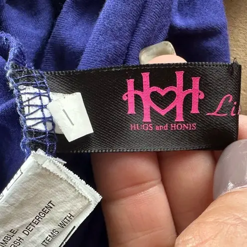 HUGS & HONIS Hawaiian Designer Always Aloha Scoop Neck Dolman Wide Band Waist L Purple Size L