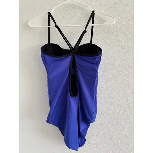 JAG Swimsuit Womens 12 Blue Black One Piece Slimming Beach Coastal Tropical Swim